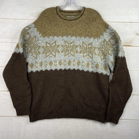 Vintage Field Gear Sweater Mens XL Fair Isle Nordic Snowflake Winter Ski Wool - Picture 1 of 8
